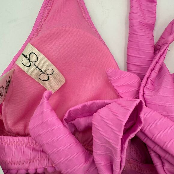 Jessica Simpson Tankini Top Size Small NWT Pretty in Pique Cross Back Pink Swim - Picture 13 of 16